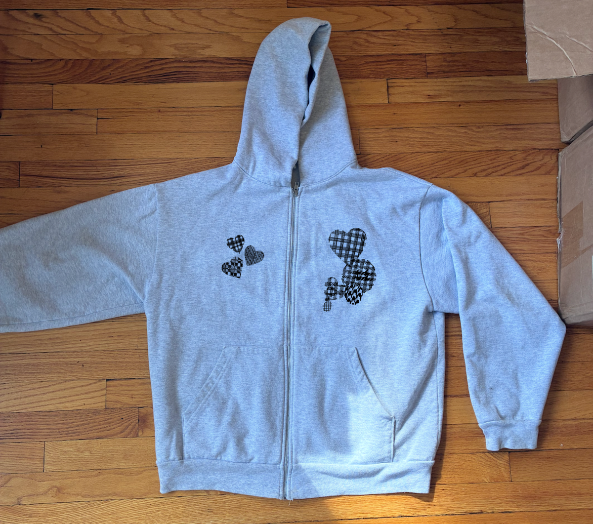 Plaid hearts hoodie